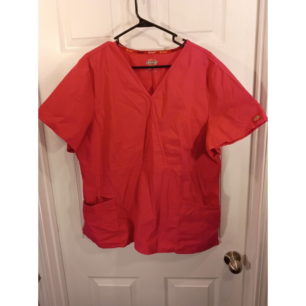 Dickies Scrub Top Plus Size 2X Pink Short Sleeve